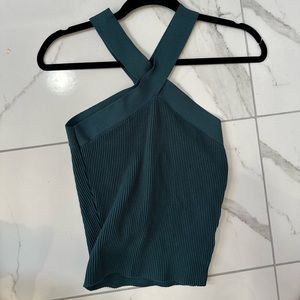 Babaton Sculpt Cross Neck Top Full Length (Teal)